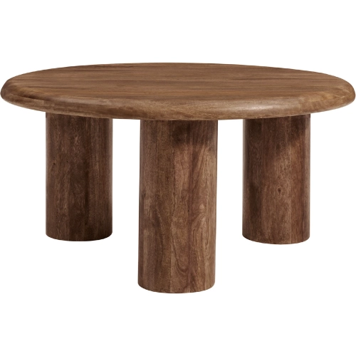 Mavina Round Coffee Table in Walnut Finish Mango Wood