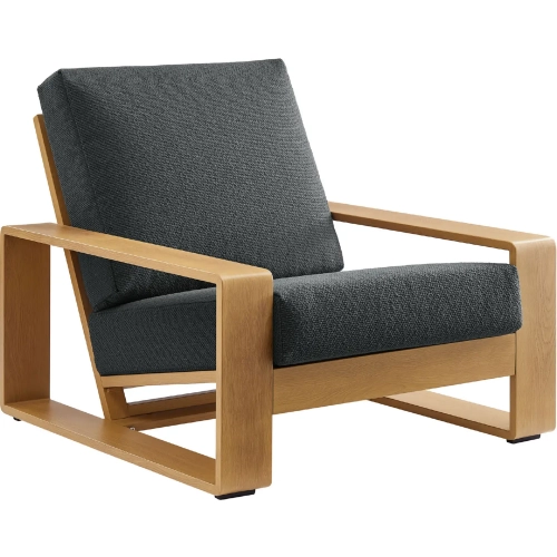 Lirienne Outdoor Accent Arm Chair in Faux Wood Aluminum & Charcoal Gray Fabric