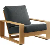 Lirienne Outdoor Accent Arm Chair in Faux Wood Aluminum & Charcoal Gray Fabric