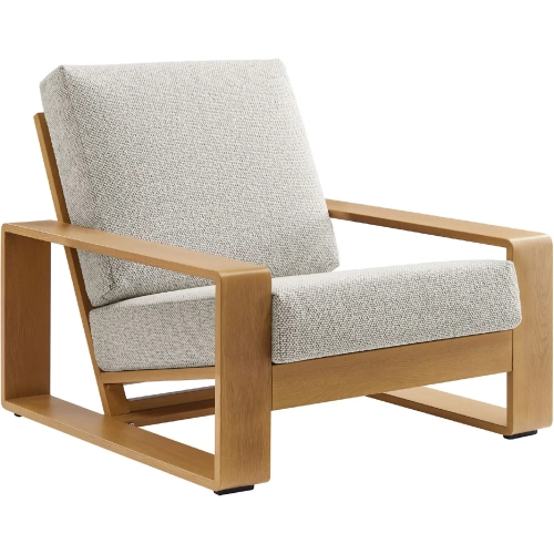 Lirienne Outdoor Accent Arm Chair in Faux Wood Aluminum & Ivory Fabric