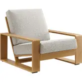 Lirienne Outdoor Accent Arm Chair in Faux Wood Aluminum & Ivory Fabric