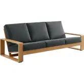 Lirienne Outdoor Sofa in Faux Wood Aluminum & Charcoal Gray Fabric