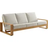 Lirienne Outdoor Sofa in Faux Wood Aluminum & Ivory Fabric