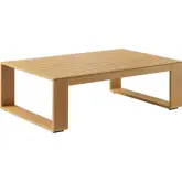 Lirienne Outdoor Coffee Table in Faux Wood Aluminum