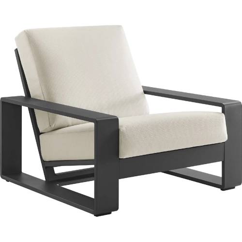 Lirienne Outdoor Accent Chair in Gray Aluminum & Cream Fabric
