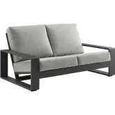 Lirienne Outdoor Loveseat in Gray Aluminum & Light Gray Fabric