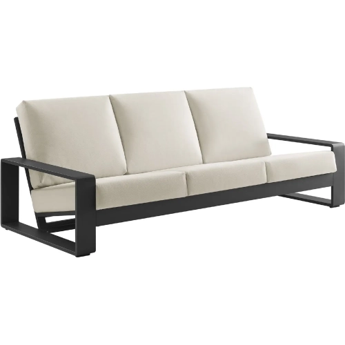 Lirienne Outdoor Sofa in Gray Aluminum & Cream Fabric