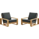 Lirienne Outdoor Accent Chair in Faux Wood Aluminum & Charcoal Gray Fabric (Set of 2)