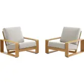 Lirienne Outdoor Accent Chair in Faux Wood Aluminum & Ivory Fabric (Set of 2)