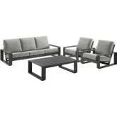 Lirienne 4 Piece Outdoor Sofa Set in Gray Aluminum & Light Gray Fabric