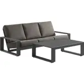 Lirienne 2 Piece Outdoor Sofa Set in Gray Aluminum & Smoke Gray Fabric