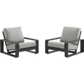 Lirienne Outdoor Accent Chair in Gray Aluminum & Light Gray Fabric (Set of 2)