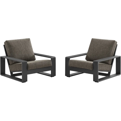 Lirienne Outdoor Accent Chair in Gray Aluminum & Smoke Gray Fabric (Set of 2)