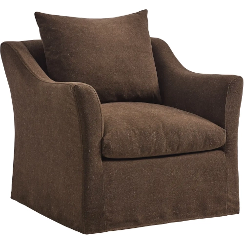 Somerset Slipcovered Accent Arm Chair in Cocoa Brown