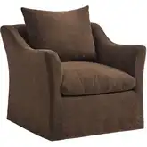 Somerset Slipcovered Accent Arm Chair in Cocoa Brown
