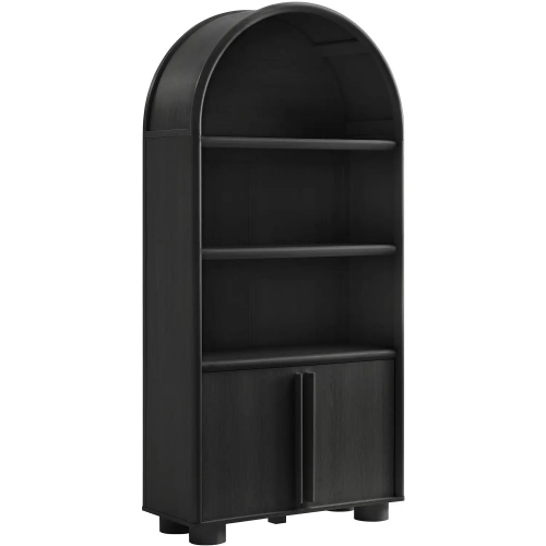 Bellamy Tall Arched Display Cabinet Bookcase in Black Oak & Finish