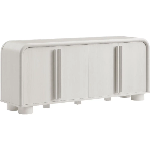 Bellamy Curved 4 Door Sideboard Cabinet in Ash Gray Finish Wood