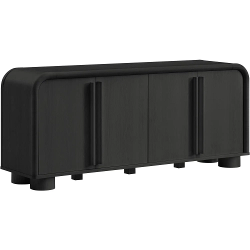 Bellamy Curved 4 Door Sideboard Cabinet in Black Oak & Finish