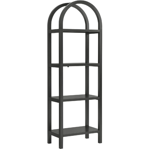Vexley 72" Narrow Arched Bookcase in Black Finish Wood