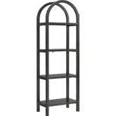 Vexley 72" Narrow Arched Bookcase in Black Finish Wood