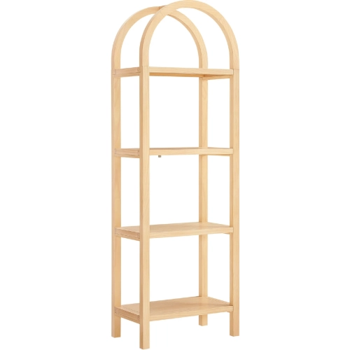 Vexley 72" Narrow Arched Bookcase in Natural Finish Wood