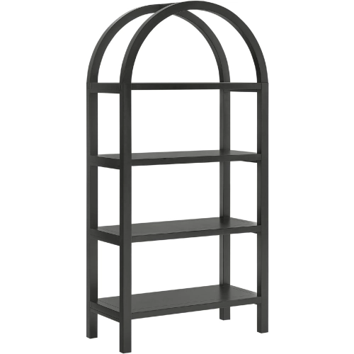 Vexley 60" Arched Bookcase in Black Finish Wood