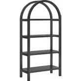 Vexley 60" Arched Bookcase in Black Finish Wood