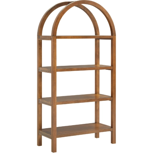 Vexley 60" Arched Bookcase in Walnut Finish Wood