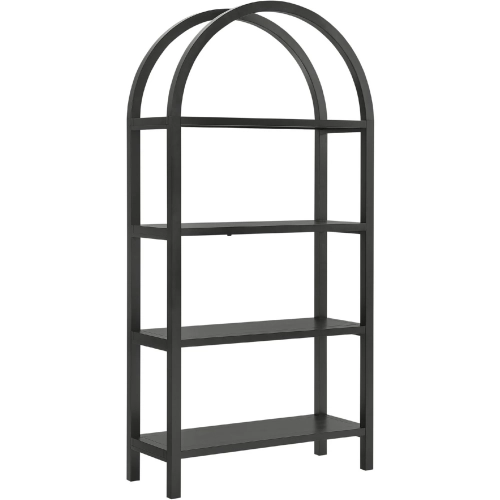 Vexley 72" Arched Bookcase in Black Finish Wood
