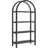 Vexley 72" Arched Bookcase in Black Finish Wood