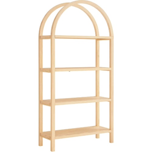 Vexley 72" Arched Bookcase in Natural Finish Wood