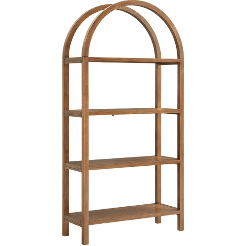 Vexley 72" Arched Bookcase in Walnut Finish Wood