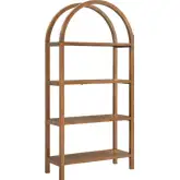 Vexley 72" Arched Bookcase in Walnut Finish Wood