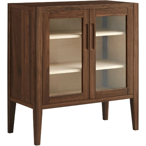 Nell 36" Accent Cabinet in Walnut Brown Finish & Tempered Glass