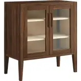 Nell 36" Accent Cabinet in Walnut Brown Finish & Tempered Glass