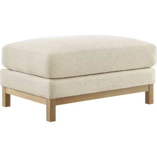 Roscoe Ottoman in Ivory White Fabric