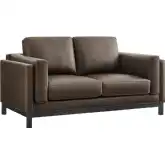 Roscoe 63" Loveseat in Espresso Brown Vegan Leather