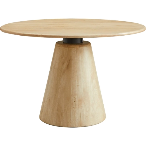 Sabelle 47" Round Dining Table in Natural Finish Wood & Black Metal
