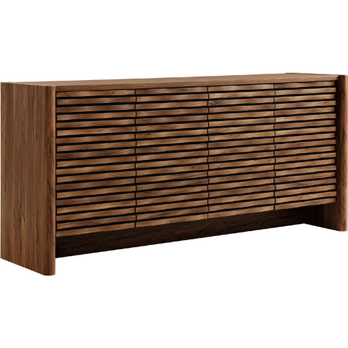 Emric Wave 66" 4 Door Sideboard in Walnut Brown Laminated Wood