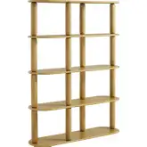 Arcus 4 Tier Oval Wood Bookcase in Oak Brown Wood Veneer