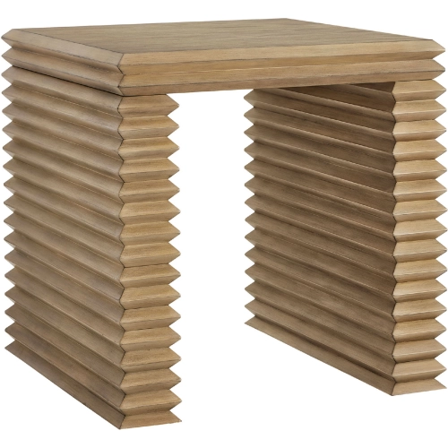 Canto 24"  Square Stacked End Side Table in Weathered Oak Finish Veneer