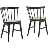 Lykke Curved Spindle Back Dining Chair in Black Wood & Synthetic Cane (Set of 2)