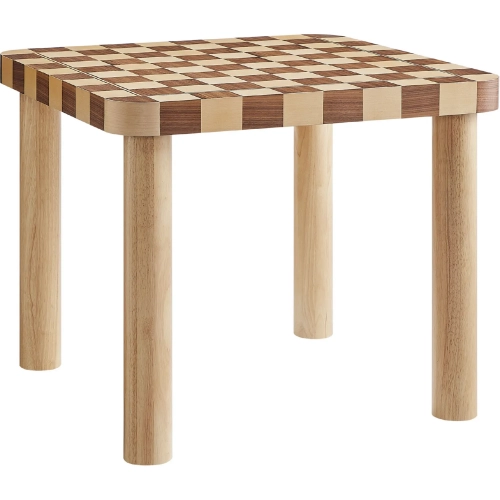 Oscar 36" Square Checkered Dining Table in Oak & Walnut Finish