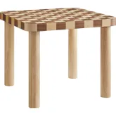 Oscar 36" Square Checkered Dining Table in Oak & Walnut Finish