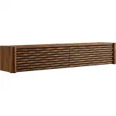 Emric Wave 71" Wall Mounted TV Stand Cabinet in Walnut Brown Laminated Wood