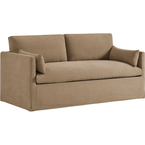 Wellfleet Slipcovered Accent Arm Chair in Almond Brown Linen Blend Fabric