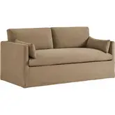 Wellfleet Slipcovered Accent Arm Chair in Almond Brown Linen Blend Fabric