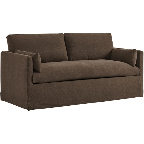 Wellfleet Slipcovered Accent Arm Chair in Cocoa Brown Linen Blend Fabric