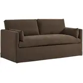 Wellfleet Slipcovered Accent Arm Chair in Cocoa Brown Linen Blend Fabric