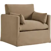 Wellfleet Slipcovered Accent Arm Chair in Almond Brown Linen Blend Fabric